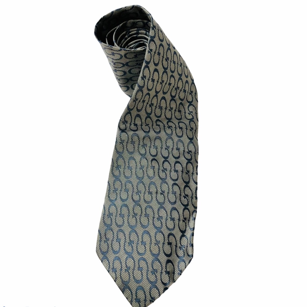 Vintage Gucci GG Logo Striped 100% Silk Neck Tie